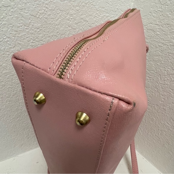 Borse in Pelle 🌸Pink Leather Crossbody Satchel Bag & VTG Ted Lapidus Silk Scarf - Picture 14 of 15